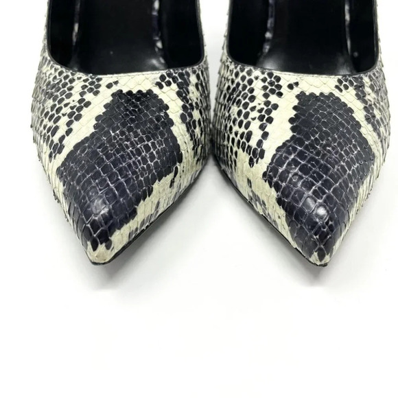 YSL Yves Saint Laurent Snake Print Textured Printed Pump Cream & Black Sz 8 - Picture 4 of 11